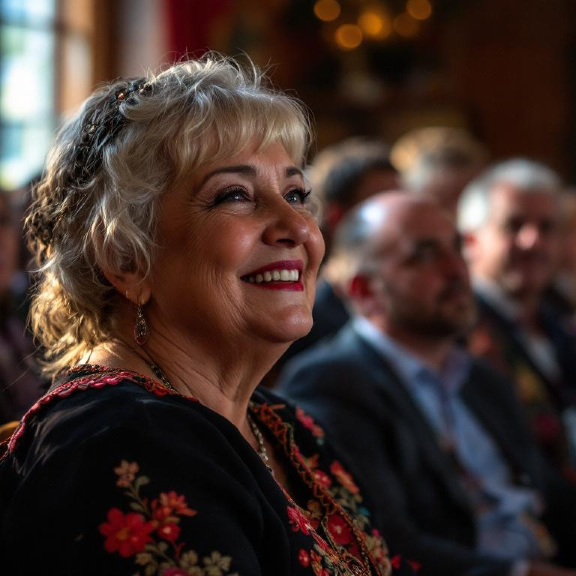 Doamna A. Popa la Casa de Cultură din Călărași, participantă la eveniment folcloric autentic.